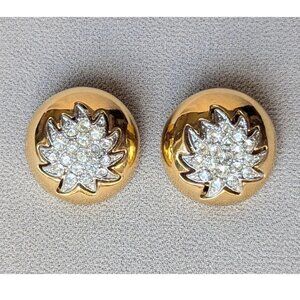 Vintage VENDOME Gold Tone Rhinestones Clip on Earrings